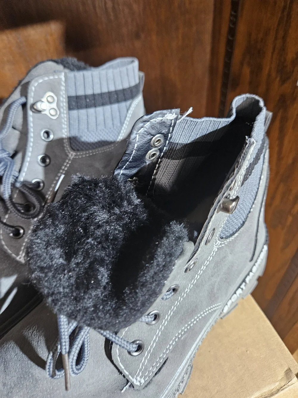 Men's Gray Suede Lace-Up Work Boots